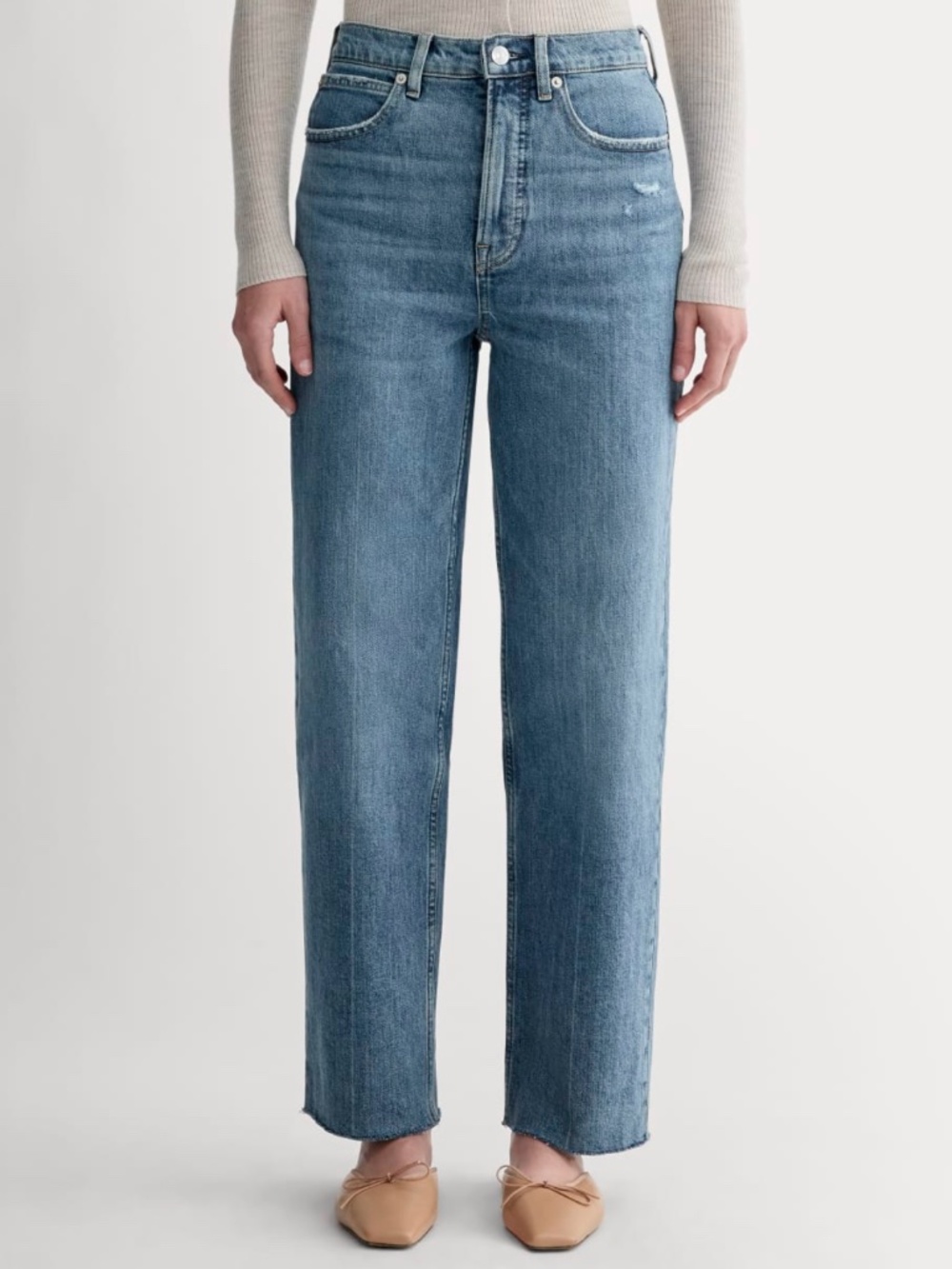 Everlane Stretch Organic Cotton Way High Straight Leg Jeans Size 27 Long